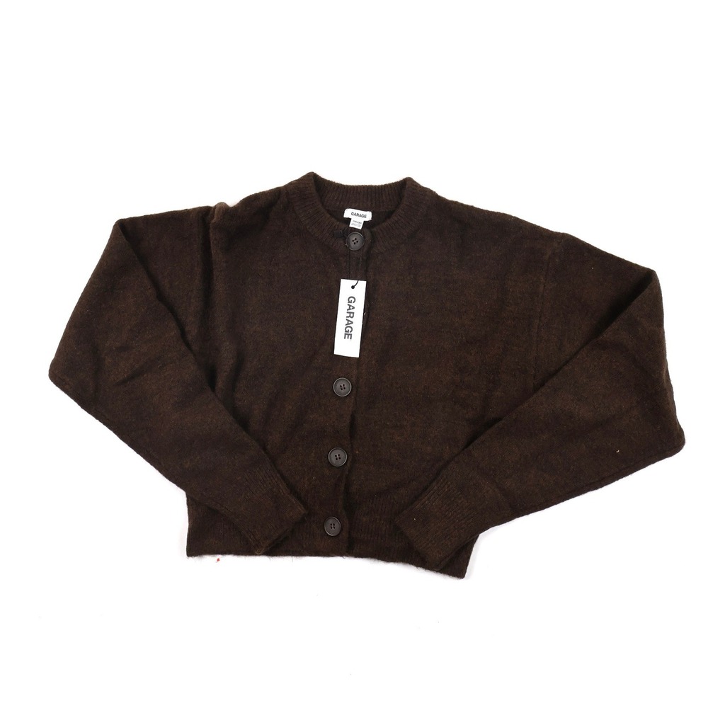 Garage Renee Spongy Cropped Cardigan French Roast Melange XXS NWT
